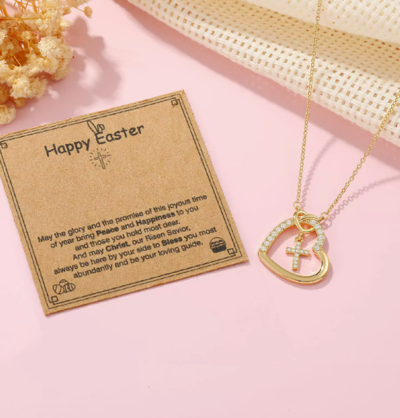 Easter Necklaces Zircon Intersect Heart Cross