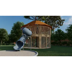 wooden fun playground sprinkle fashion design holiday attraction for kids comercial Modern design world class fiber slide