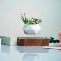 Levitasi magnetik ramah lingkungan pot bunga supend dasar persegi plastik dengan tanaman levitasi dan bunga untuk penggunaan rumah
