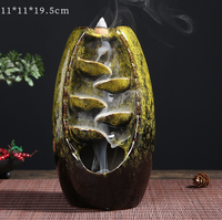 Brûleur d'encens en céramique à refoulement d'eau, porte-encens cascade, décoration d'intérieur, encensoir d'aromathérapie, ornement en porcelaine fait main