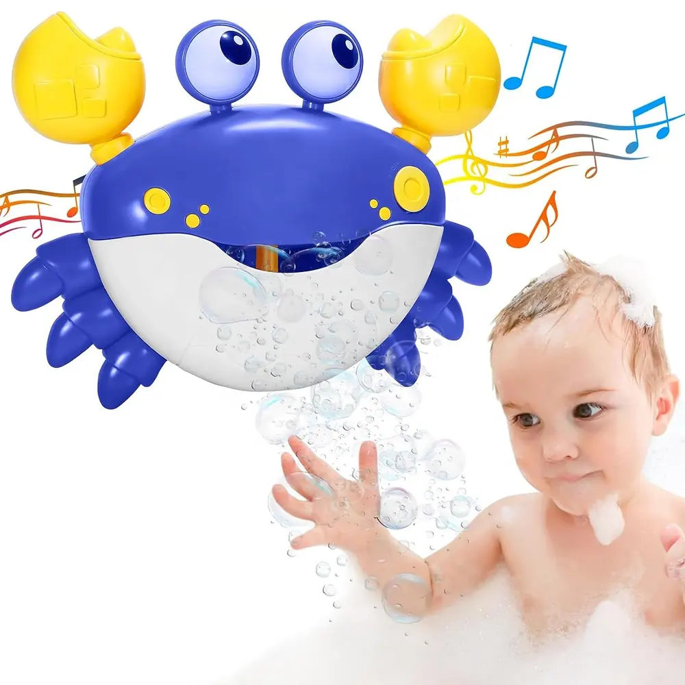음악과 함께 새로운 도착을 2024 유아를위한 친환경 게 거품 메이커 목욕 장난감 전기 블로우 버블 머신 욕조 샤워 장난감