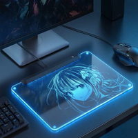 Alas Mouse Gaming Kaca Temper Anime Lucu dengan Lampu RGB, Permukaan Ultra Halus, Tahan Gores & Mudah Dibersihkan, Stok Tersedia