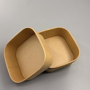 Bol en papier kraft carré personnalisé, recyclable, jetable, pour emballage de restauration rapide, adapté aux plats chauds et froids, fourni par l'usine. - Product Image 5