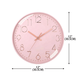 Vô cùng thời gian đồng hồ màu Hồng bán sỉ thạch anh phong trào tường trang trí nội thất 12 inch Nhựa Treo <span class=keywords><strong>Analog</strong></span> đồng hồ màu hồng OEM Nhà máy cung cấp - Product Image 6