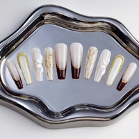 VENTES CHAUDES JUANLUAN Ongles à presser de luxe personnalisés, en acrylique 3D épais, couvrance totale, forme cercueil française longue et circulaire, avec strass, faits à la main, CE
