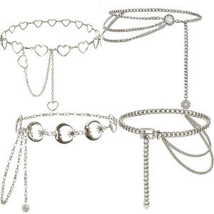 Chaîne de taille en alliage de zinc en forme de cœur pour femme, chaîne de corps tendance à porter au quotidien, simple tour, en stock - Product Image 3