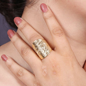 Anillo de Chakra de Plata de Ley 925 con incrustaciones de ajuste de bisel chapado en oro de 18 quilates para boda o fiesta - Product Image 3