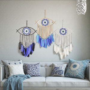 Vente chaude Moderne Décor À La Main <span class=keywords><strong>Demon</strong></span> Eye Dream Catcher Tenture Art Déco En Métal Art Décoration Murale avec Corde Format - Product Image 2