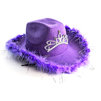 Cappello da Cowboy Occidentale Rosa con Luci LED Lampeggianti per Halloween, Natale, Festival, Cosplay e Feste