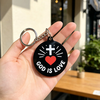 Porte-clés religieux très demandés en gros, lettres rondes imprimées, cadeaux chrétiens, porte-clés personnalisés en acrylique Jésus
