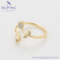 14R2411607 Bijoux Xuping Bague simple fleur en gros Bague plaquée or 14 carats Bijoux en or pour femmes Bague en cuivre