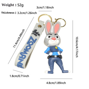 Porte-clés en PVC créatif Zootopia, figurines de lapins Nick et Judy, breloque de sac pour couple, cadeau anime pour occasions festives - Product Image 4