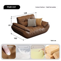 Echtleder-Sofa aus Rindsleder der oberen Schicht, leichter Luxus, schlicht, modern, Retro, geradlinig, Bootswolken-Design, Wohnzimmersofa