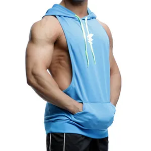 Hombre Camisetas de Tirantes Capucha Deportiva Fitness Tank Tops Muscle Gym Fitness Pullover Mens Cotton Sleeveless Hoodie Vest