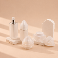 Set Botol Jar Krim Wajah Kosmetik Plastik Putih Mewah, Wadah Perawatan Kulit dengan Pompa Lotion untuk Kemasan Logo Kustom