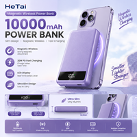 Power Bank Nirkabel Magnetik Pengisian Cepat PD 20W 10000mAh, Pengisi Daya Nirkabel 15W Ultra Tipis 8.8mm dengan Layar LCD