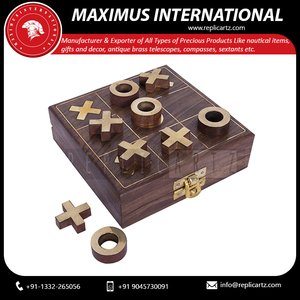 Wooden Family Board Game Set Storage Box Dominoes Dice <b>Playing</b> <b>Cards</b> Tic Tac Toe Metal Noughts & Crosses Decorative Knick Knack - Product Image 2