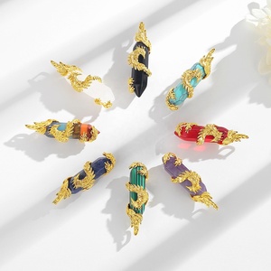 Vente en gros de bijoux pendentif en pierre naturelle rouge cornaline et pierres précieuses <span class=keywords><strong>collier</strong></span> Phoenix plaqué or pour femme ou homme - Product Image 3