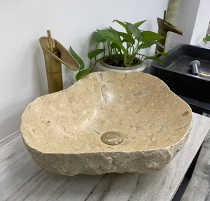 <span class=keywords><strong>Lavabo</strong></span> de cara de baño interior/exterior resistente al agua ecológico con forma irregular de mármol <span class=keywords><strong>Beige</strong></span> pulido de diseño moderno - Product Image 3