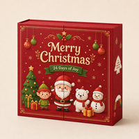 Boîte rigide personnalisée avec logo pour calendrier de l'avent de Noël, avec plusieurs compartiments à tiroirs pour les jouets de beauté, les petits cadeaux, l'emballage de Noël