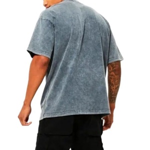 Camiseta de Hombre Lisa Vintage de Alta Calidad Personalizada al por Mayor, Algodón Grueso, Lavado Ácido, Holgada, Cuello Redondo, Básica, 100% Algodón - Product Image 3