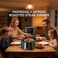 Four à friture sans huile 8-en-1 à écran tactile 9L, revêtement antiadhésif PTFE, moderne, pour la maison, la cuisine, le camping en plein air, cuisson saine