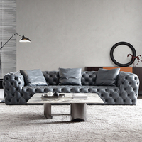 Table basse moderne ronde en pierre frittée avec plateau en verre fusionné et structure en acier inoxydable pour salon