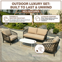 Offre Spéciale – Ensemble de Canapés Modulables de Luxe Contemporains et Modernes en Corde Tressée pour Patio, Mobilier de Loisirs Durable, Imperméable et Résistant aux Intempéries pour l'Extérieur