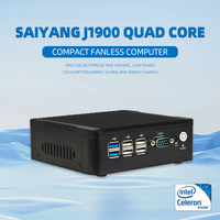 Mini PC noir direct d'usine, Intel Celeron J1900, DDR3, 2*RS232, 1*MINI PCIE WIFI/3G/4G, ordinateur industriel sans ventilateur Linux en stock
