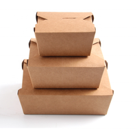 Boîte en papier kraft jetable recyclable pour repas, emballage alimentaire à emporter, vente en gros