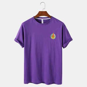 T-shirt pour homme avec motif de personnage mignon, col rond, manches courtes, décontracté, en coton, minimaliste, imprimé, pour l'été - Product Image 1