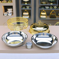 Nouveau Chauffe-Plats de Restauration Doré 8L avec Couvercle Style Européen et Américain, Équipement Idéal pour Mariage, Fête et Hôtel