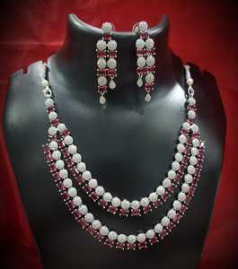 Ensemble de bijoux de mariage en laiton pour femmes et filles collier de mariée en argent boucles d'oreilles tour de cou pour fêtes et cadeaux - Product Image 3