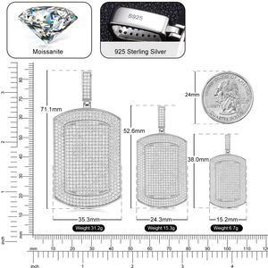 דרופשיפינג פס בודק יהלומים באיכות גבוהה כסף סטרלינג 925 VVS מויסניט יהלום אייס אאוט מלבן תליון תג כלב - Product Image 6
