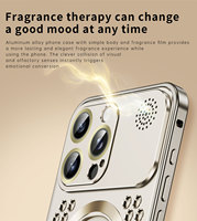 Coque de téléphone en aluminium électroplaqué avec recharge sans fil et support magnétique pour aromathérapie, compatible avec les modèles 16/15/14/13/12 Pro Max Heat