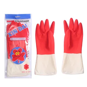 Fabricante chino, venta al por mayor, limpieza de cocina para el hogar, protectores para lavar platos, guantes largos de látex de goma