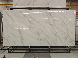 Lembaran Porselen Batu Sinter Putih Huashan, Poles Mengkilap, 3200x1600x12mm, Tampilan Marmer, untuk Lantai dan Meja Dapur, Harga Pabrik, Premium - Product Image 2