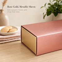 Boîte à tiroir en papier métallisé or rose personnalisée avec séparateur pour emballage cadeau de barres chocolatées longues et biscuits