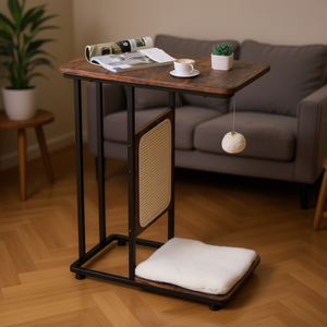 Arbre à chat en forme de C avec griffoir et table d'appoint, mobilier moderne pour animaux de compagnie, brun rustique, pour chats, usage intérieur - Product Image 2