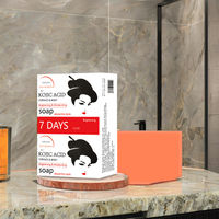 Savon Solide Artisanal à l'Acide Kojique et Orange Douce pour Soins de la Peau, Blanchissant, Nettoyant, Citron et Curcuma – Boîte Commerciale Internationale