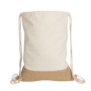 Sac à dos à cordon personnalisé en toile simple, sac à cordon en coton durable avec fermeture à cordon - Product Image 5