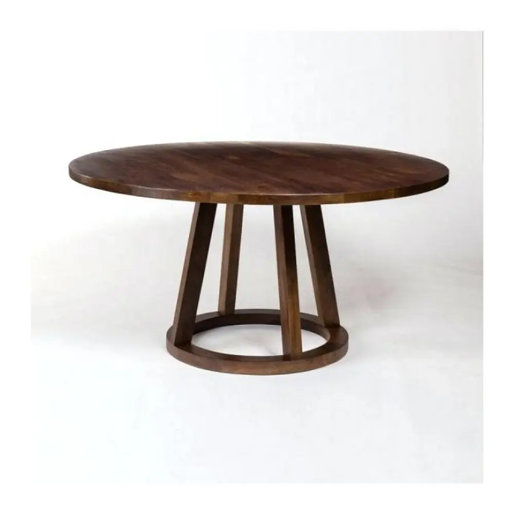 Mesa de comedor redonda de mango de madera maciza, nuevos 2020 diseños mesa de comedor y sillas de madera