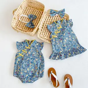 Roupas infantis e infantis de verão, macacão de bebê menina, vestido sem mangas de algodão para bebês, com bandanas