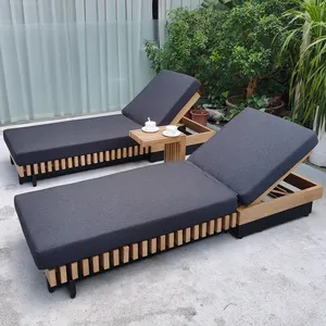 Cheap Garden Greece Outdoor Lounge Chairs Wooden Pool Lounger Sun Loungers Beach Sea