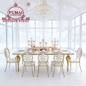 Wedding Party Hotel Rectangle <b>Side</b> Coffee & Dining <b>Table</b> Modern Luxury Stainless Steel <b>Gold</b> MDF Board Outdoor Use - Product Image 6