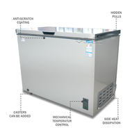 Congélateur coffre commercial à refroidissement direct, contrôle numérique, température unique, horizontal, à ouverture frontale, dégivrage semi-automatique pour gaz