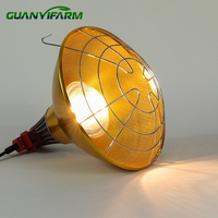 Abat-jour de lampe chauffante pour animaux de ferme avec grille de protection, chaîne de suspension et interrupteur marche/arrêt pour le chauffage de la volaille, des porcelets et du bétail