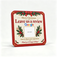 Weihnachts-NFC-Dynamische QR-Code Google-Bewertungskarte Aufkleber für Restaurant Café Tischplatten-Feedback-Schild Individuelles Feiertagsdesign