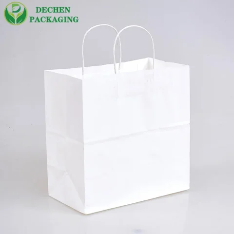 Bolsas de papel azules con manijas para venta al por menor