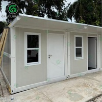 Casa Container Prefabbricata di Lusso Pieghevole con Tettoia, Struttura Portatile Monolocale per Cantieri e Giardini